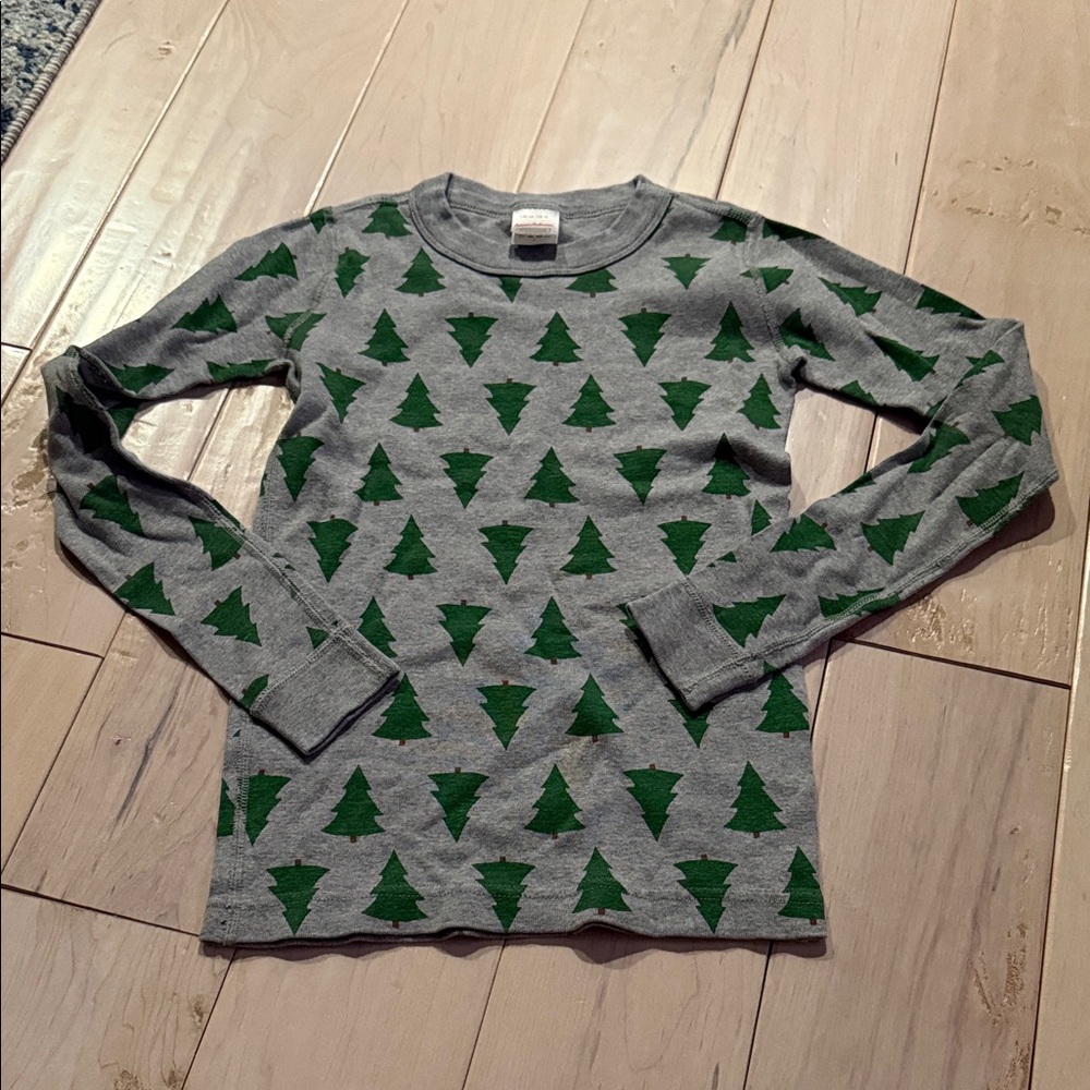 Gray and Green Tree Pattern Kids Shirt Hannah Anderson size 10